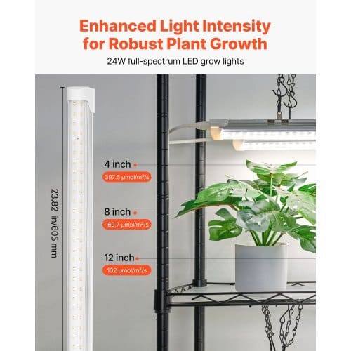 DIY Plant Shelf with Grow Lights, 71 in Tall Indoor Plant Stand with Wheels, 192W 5000K Full Spectrum Grow Lights, Heavy Duty Metal Plants Display Rack, Flower Pot Holder for Seed Starting