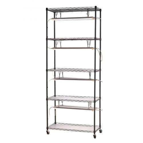DIY Plant Shelf with Grow Lights, 71 in Tall Indoor Plant Stand with Wheels, 192W 5000K Full Spectrum Grow Lights, Heavy Duty Metal Plants Display Rack, Flower Pot Holder for Seed Starting