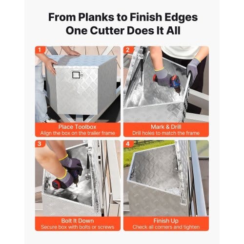 Trailer Tongue Box, 29" x 16.1" x 18" Aluminum Trailer Tongue Tool Box, Heavy Duty Storage Organizer with Lock & Keys, Utility Tool Chest for Pickup Truck Bed, RV, SUV, Off-Road Vehicle, Silver