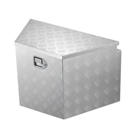 Trailer Tongue Box, 29" x 16.1" x 18" Aluminum Trailer Tongue Tool Box, Heavy Duty Storage Organizer with Lock & Keys, Utility Tool Chest for Pickup Truck Bed, RV, SUV, Off-Road Vehicle, Silver