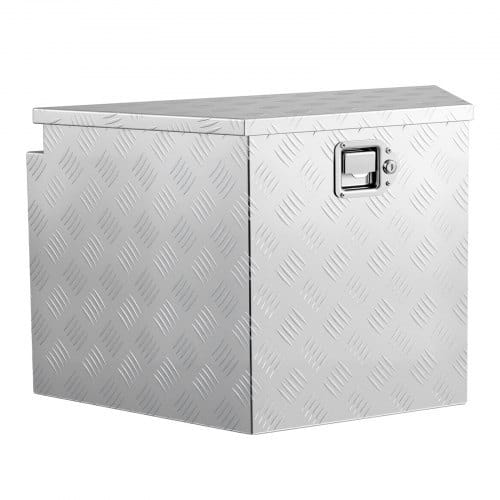 Trailer Tongue Box, 29" x 16.1" x 18" Aluminum Trailer Tongue Tool Box, Heavy Duty Storage Organizer with Lock & Keys, Utility Tool Chest for Pickup Truck Bed, RV, SUV, Off-Road Vehicle, Silver