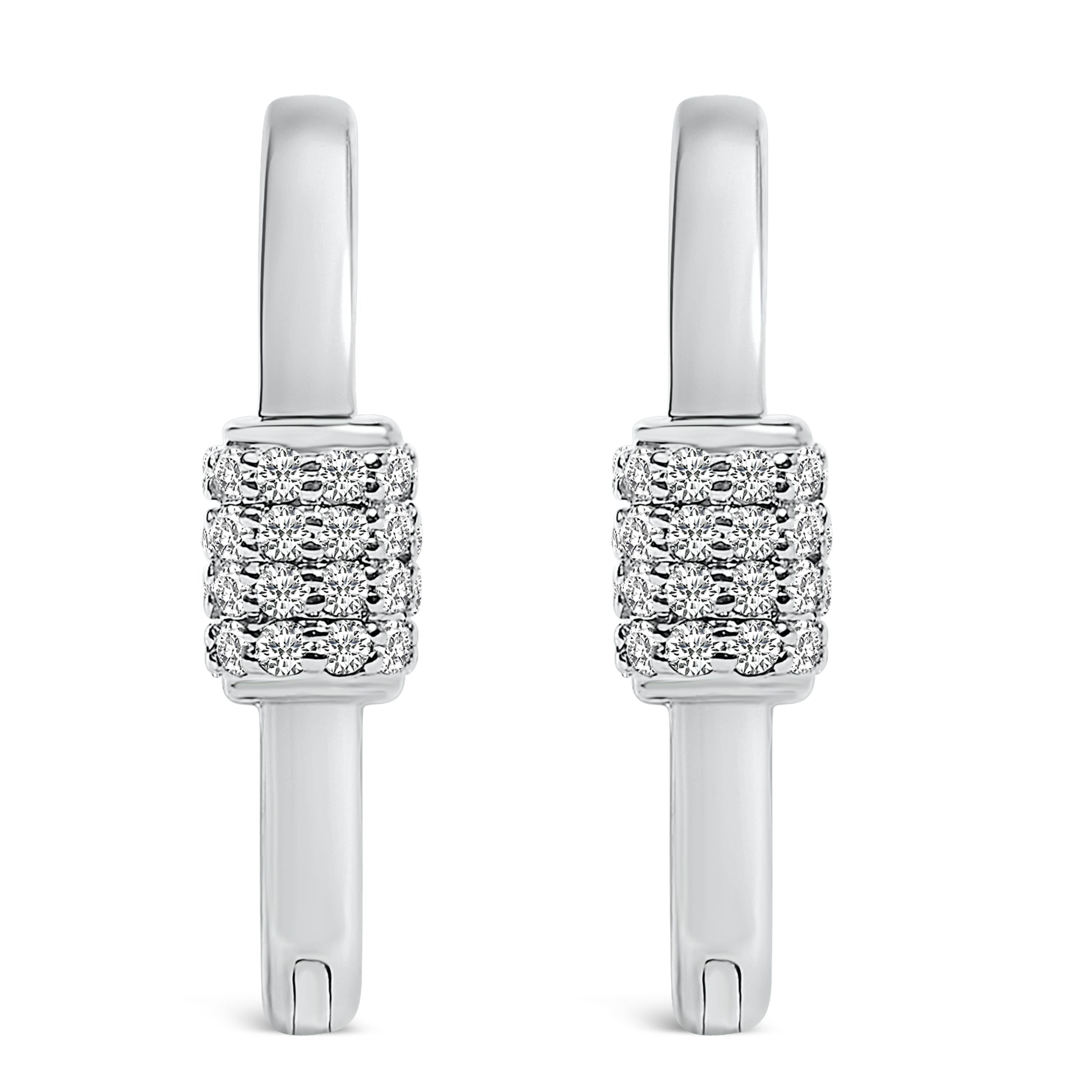 10K White Gold 3/8 Cttw Lab Grown Diamond Heart Shaped Huggie Hoop Earrings