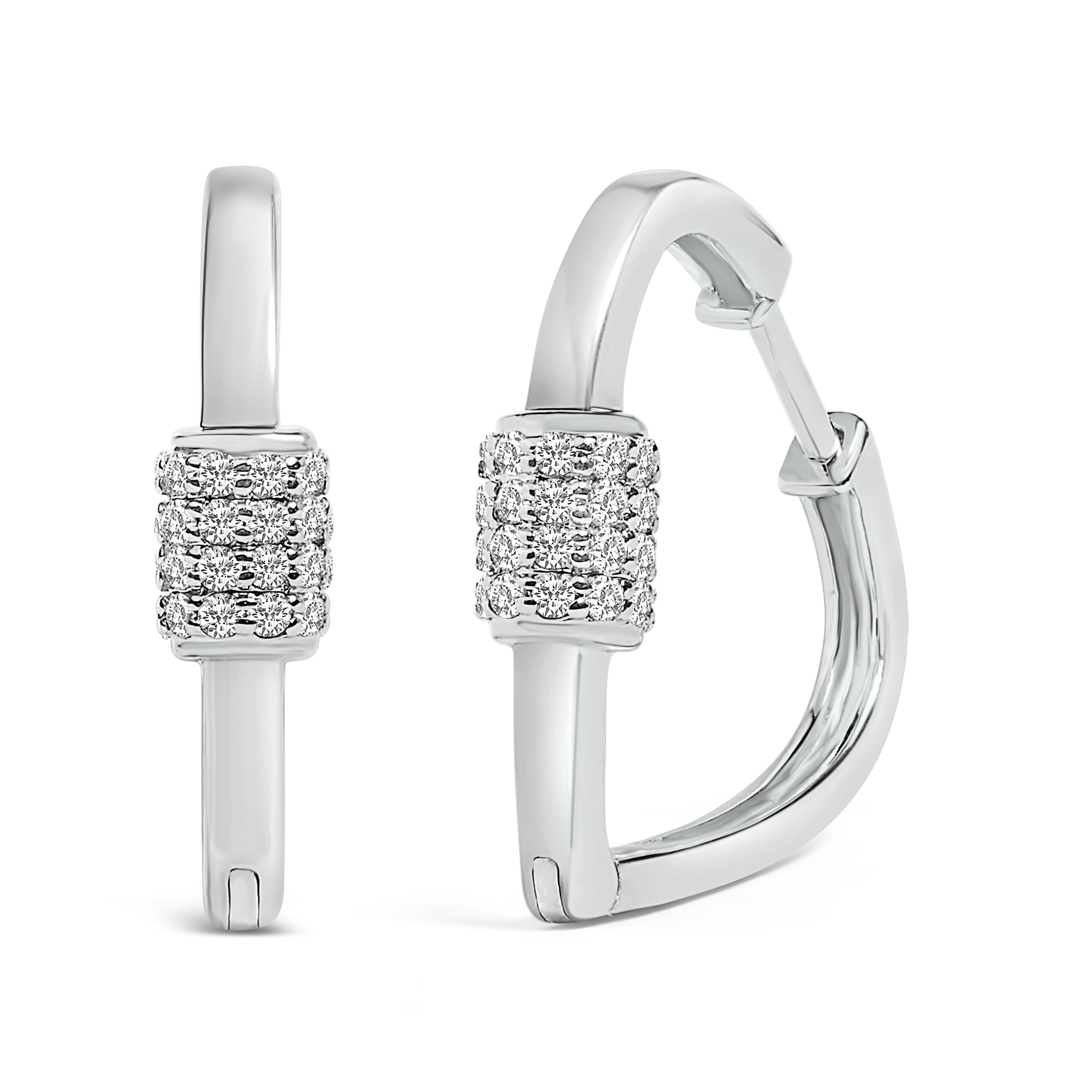 10K White Gold 3/8 Cttw Lab Grown Diamond Heart Shaped Huggie Hoop Earrings