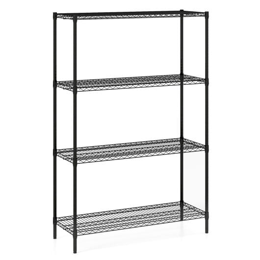 4-Tier Metal Storage Shelving Unit with V-Shaped Wire Rack-Black - Color: Black - Size: 4-Tier