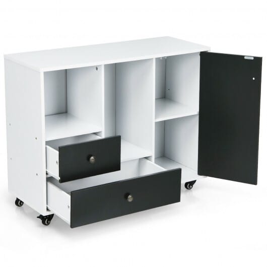 Lateral Mobile Filing Cabinet with 2 Drawers-Black - Color: Black