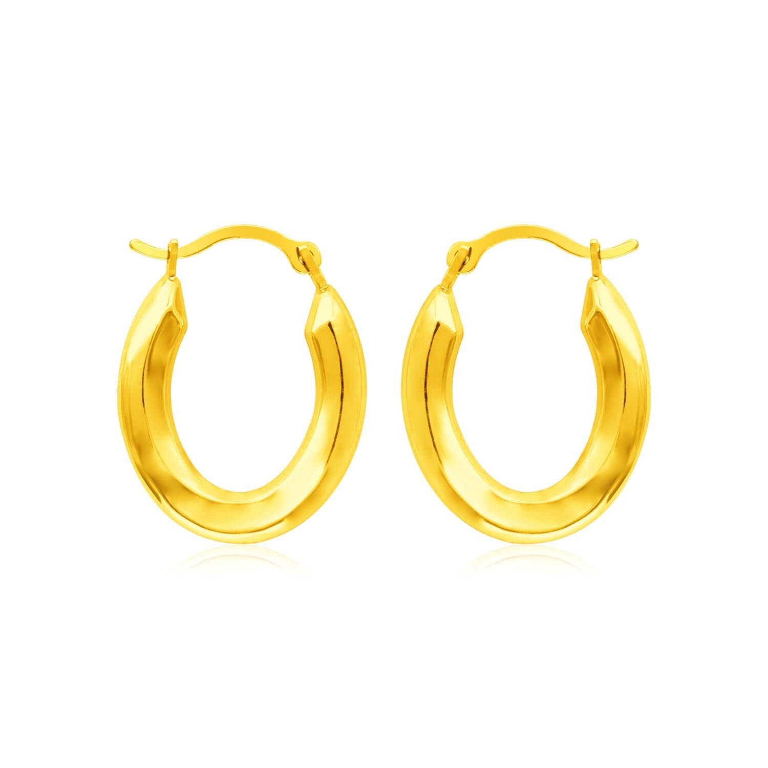 14k Yellow Gold Polished Oval Hoop Earrings