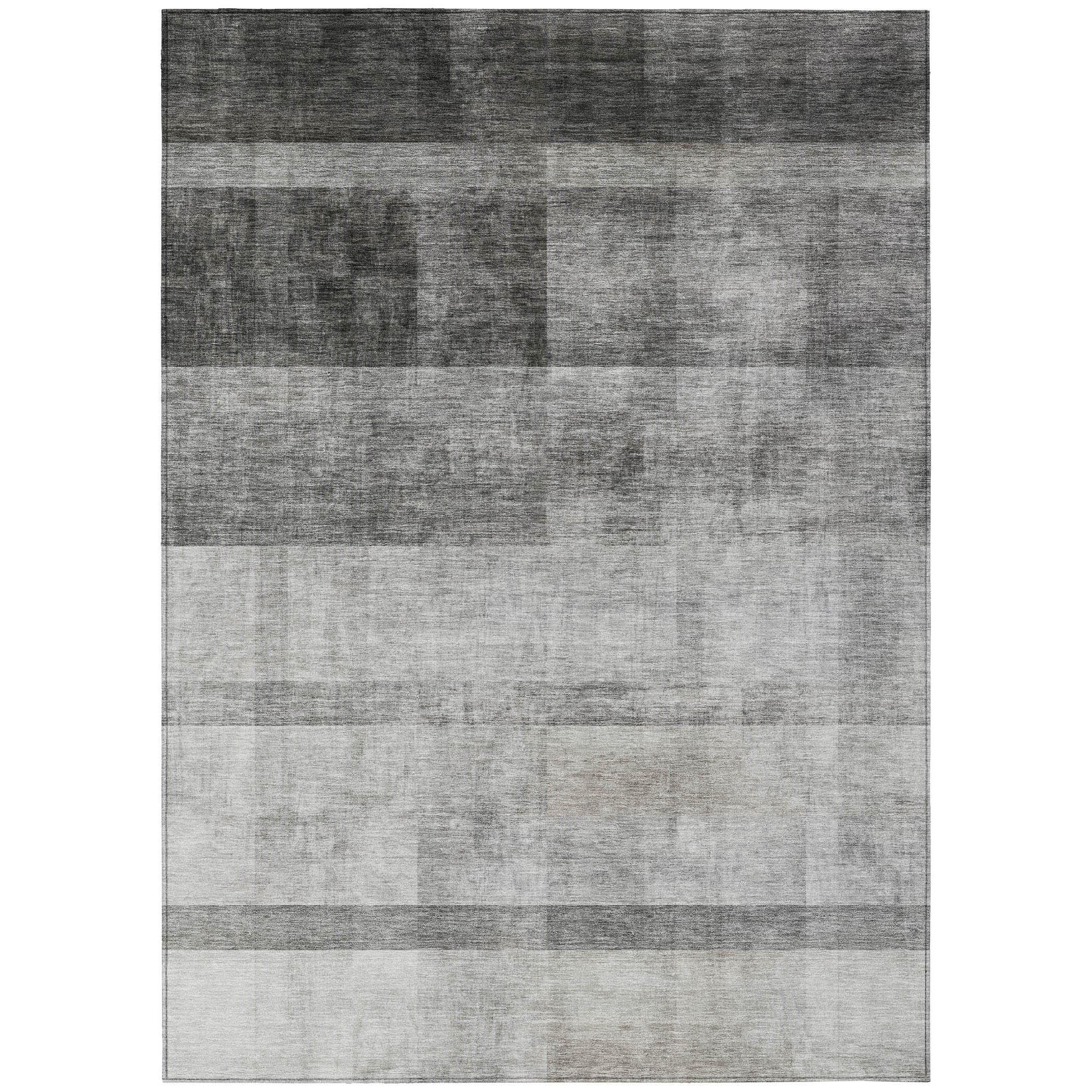 5' X 8' Gray Ombre Washable Non Skid Indoor Outdoor Area Rug