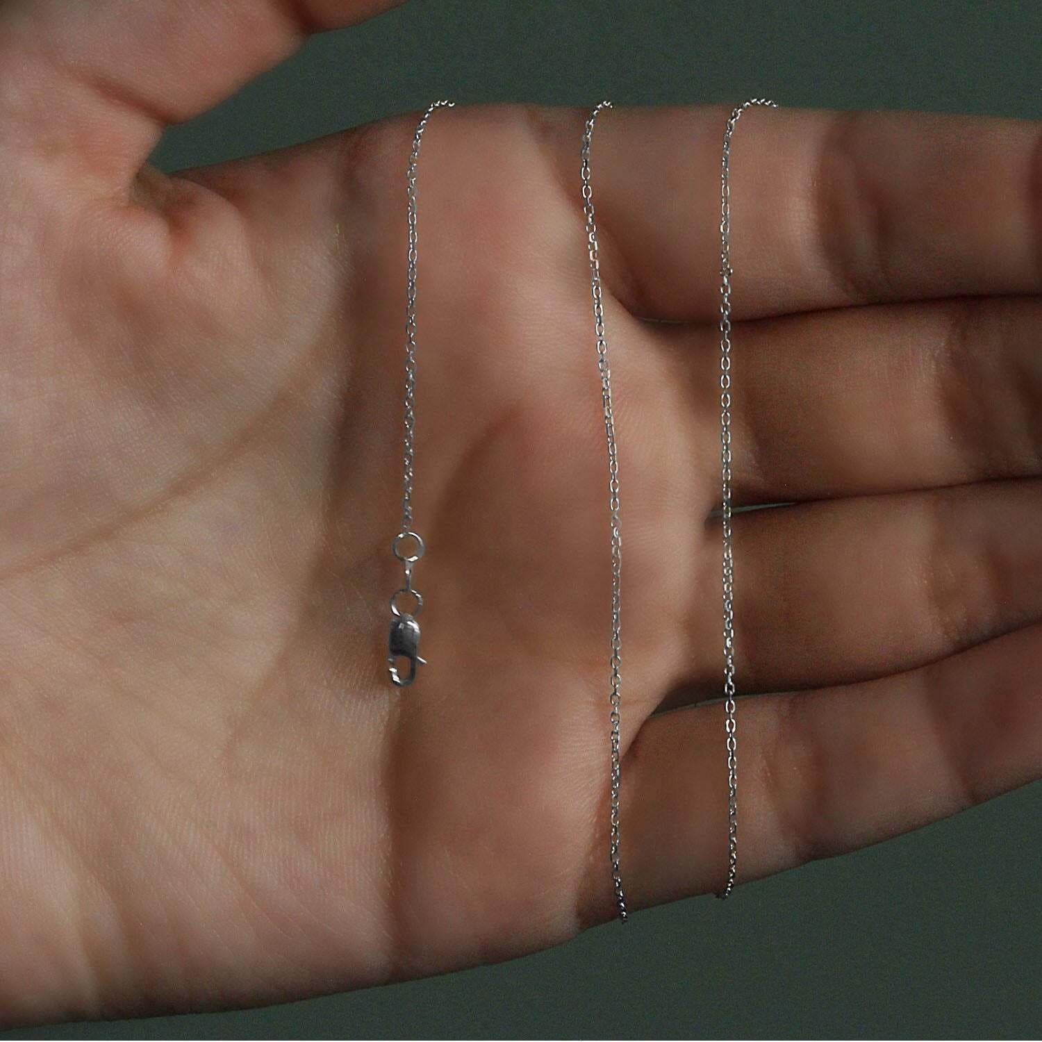 18k White Gold Diamond Cut Cable Link Chain (0.80 mm)