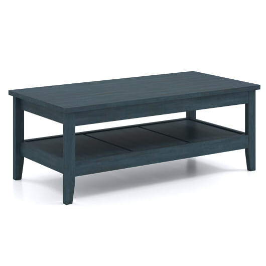 Farmhouse Coffee Table Rustic Cocktail Center Table with Thickened Tabletop-Blue - Color: Blue