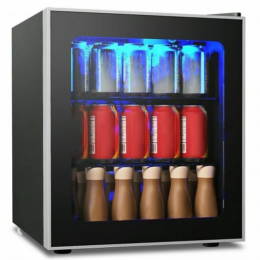 60 Can Beverage Mini Refrigerator with Glass Door