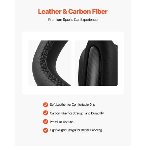 Steering Wheel for 2016-2023 Tesla Model 3, Carbon Fiber Steering Wheel D-Shaped Flat-Bottom with Heating Function, Leather Grip with Non-Slip Texture, Accessories Replacement for Model 3, Black