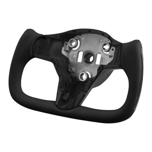 Steering Wheel for 2016-2023 Tesla Model 3, Carbon Fiber Steering Wheel D-Shaped Flat-Bottom with Heating Function, Leather Grip with Non-Slip Texture, Accessories Replacement for Model 3, Black