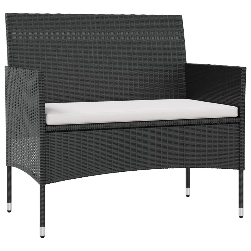 16 Piece Patio Lounge Set with Cushions Poly Rattan Black