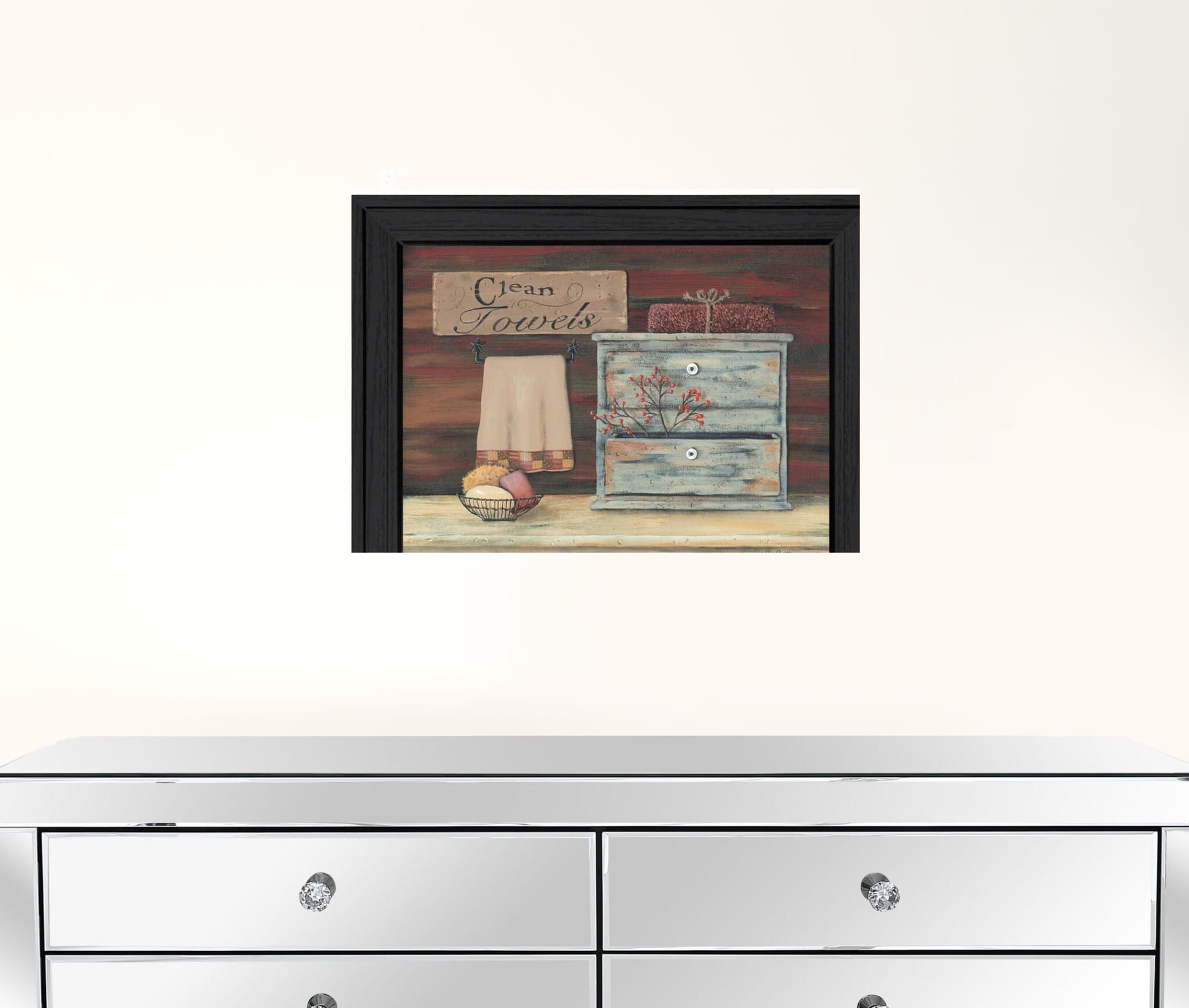Clean Towels 1 Black Framed Print Bathroom Wall Art