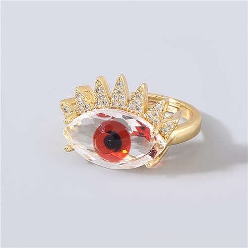 Creative Rhinestone Inlaid Big Eye Party Fashion Women Wholesale Costume Ring - Red