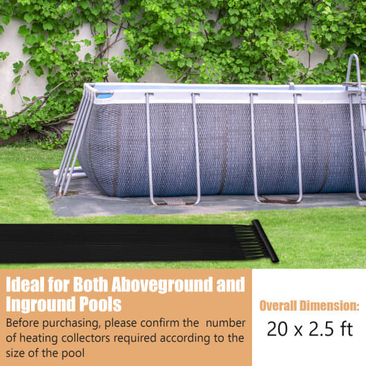 2 Pieces 10/16.4/20 Feet Weatherproof Solar Swimming Pool Heating System-L - Color: Black - Size: L