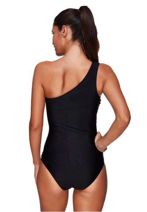 Sexy One Shoulder Solid Color One-piece Swimwear