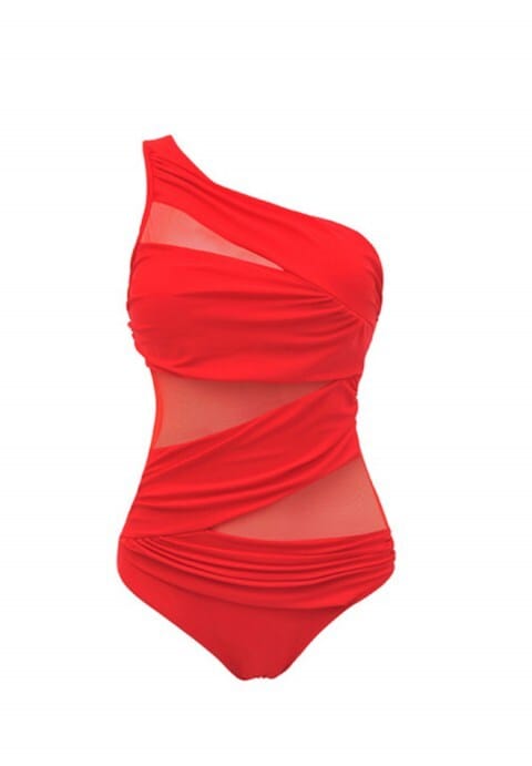 Sexy One Shoulder Solid Color One-piece Swimwear