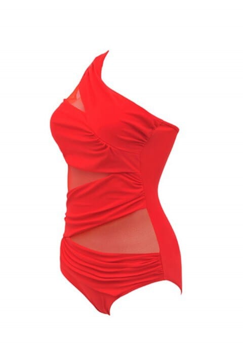 Sexy One Shoulder Solid Color One-piece Swimwear