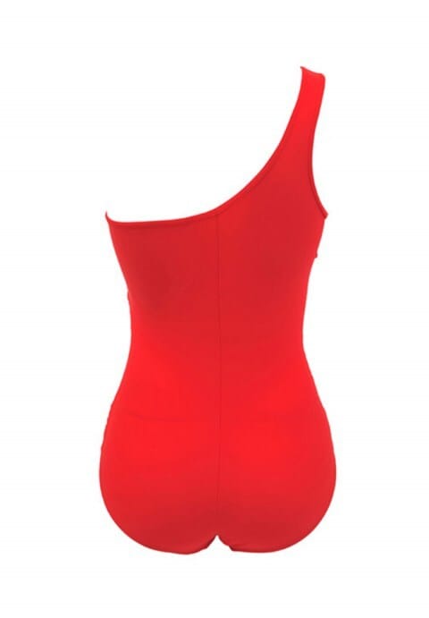 Sexy One Shoulder Solid Color One-piece Swimwear