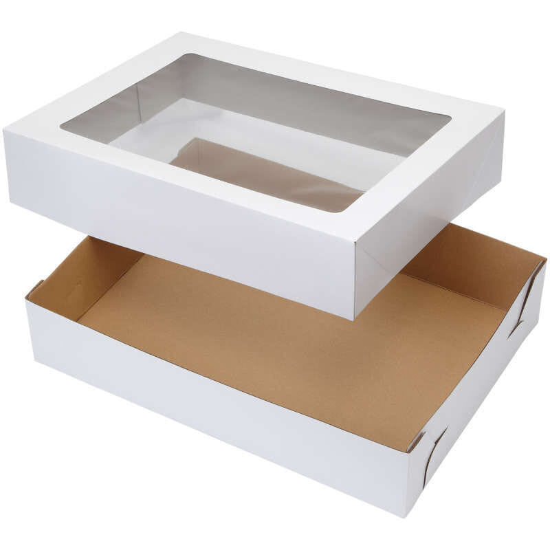Wilton 19 x 14 Inch White Cake Boxes with Windows 2 Count