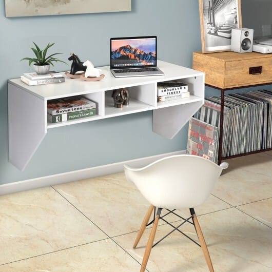 Wall Mounted Floating Computer Table Desk Storage Shelf-White