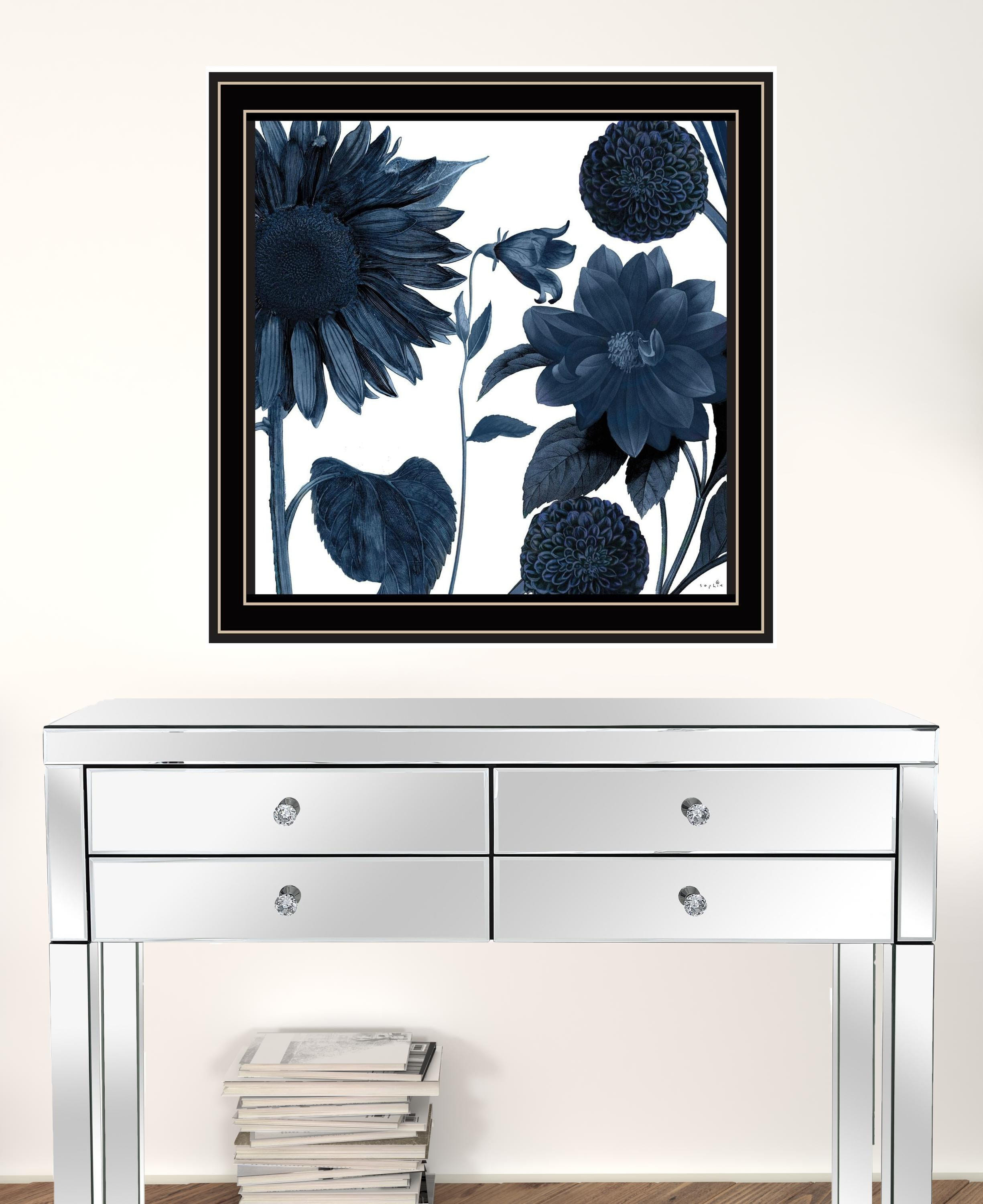 Set Of Two Sunflower Blues 1 Black Framed Print Wall Art