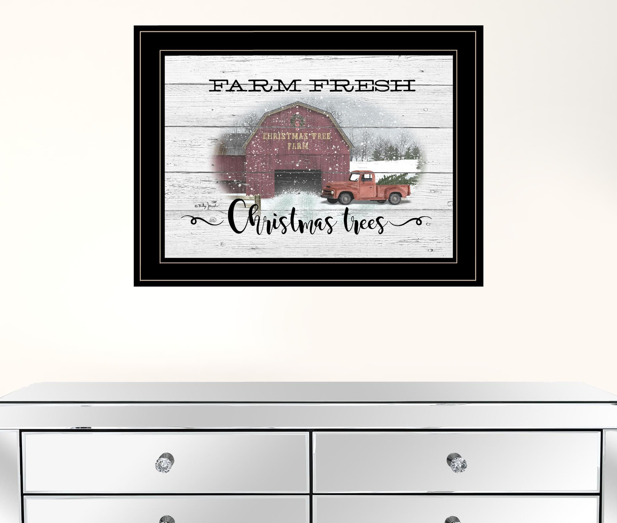Farm Fresh Christmas Trees 3 Black Framed Print Wall Art