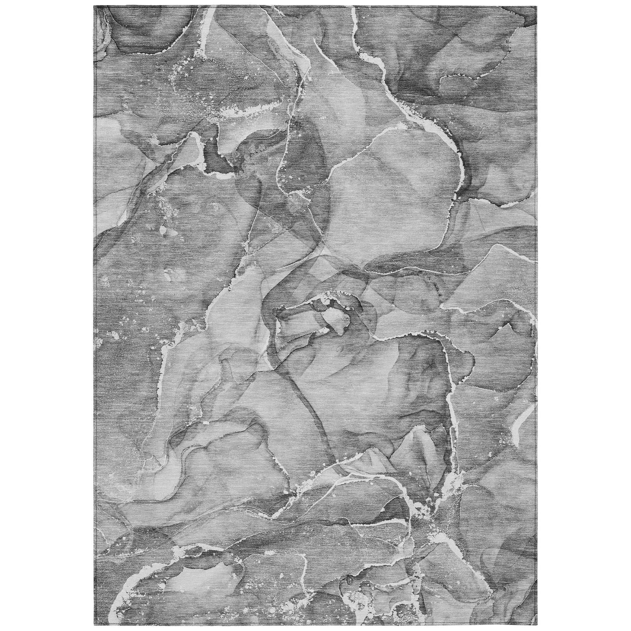 10' X 14' Gray and Ivory Abstract Washable Non Skid Indoor Outdoor Area Rug