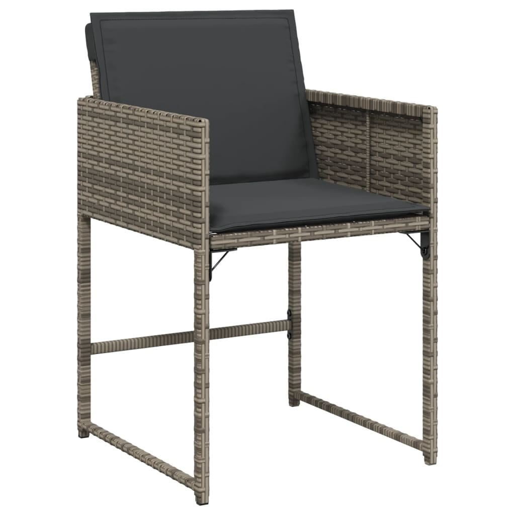 13 Piece Patio Dining Set with Cushions Gray Poly Rattan