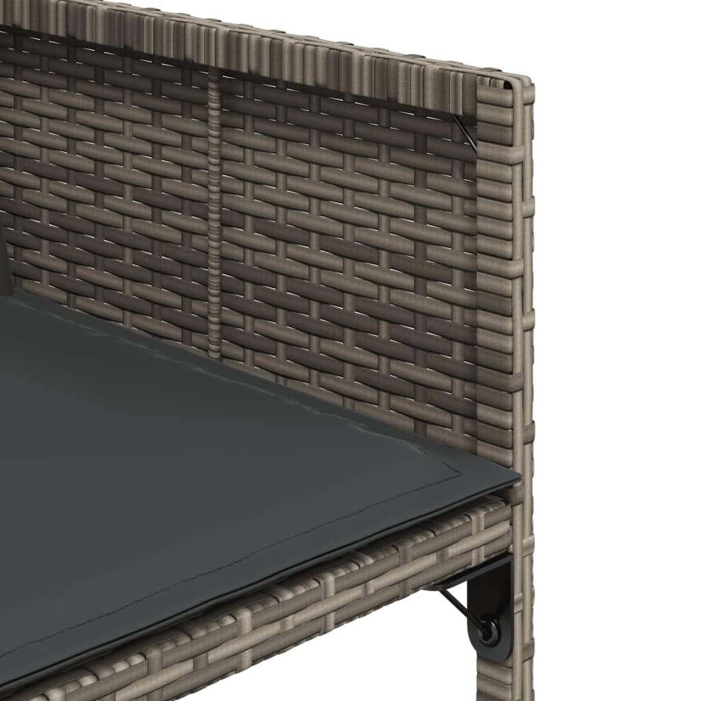 13 Piece Patio Dining Set with Cushions Gray Poly Rattan