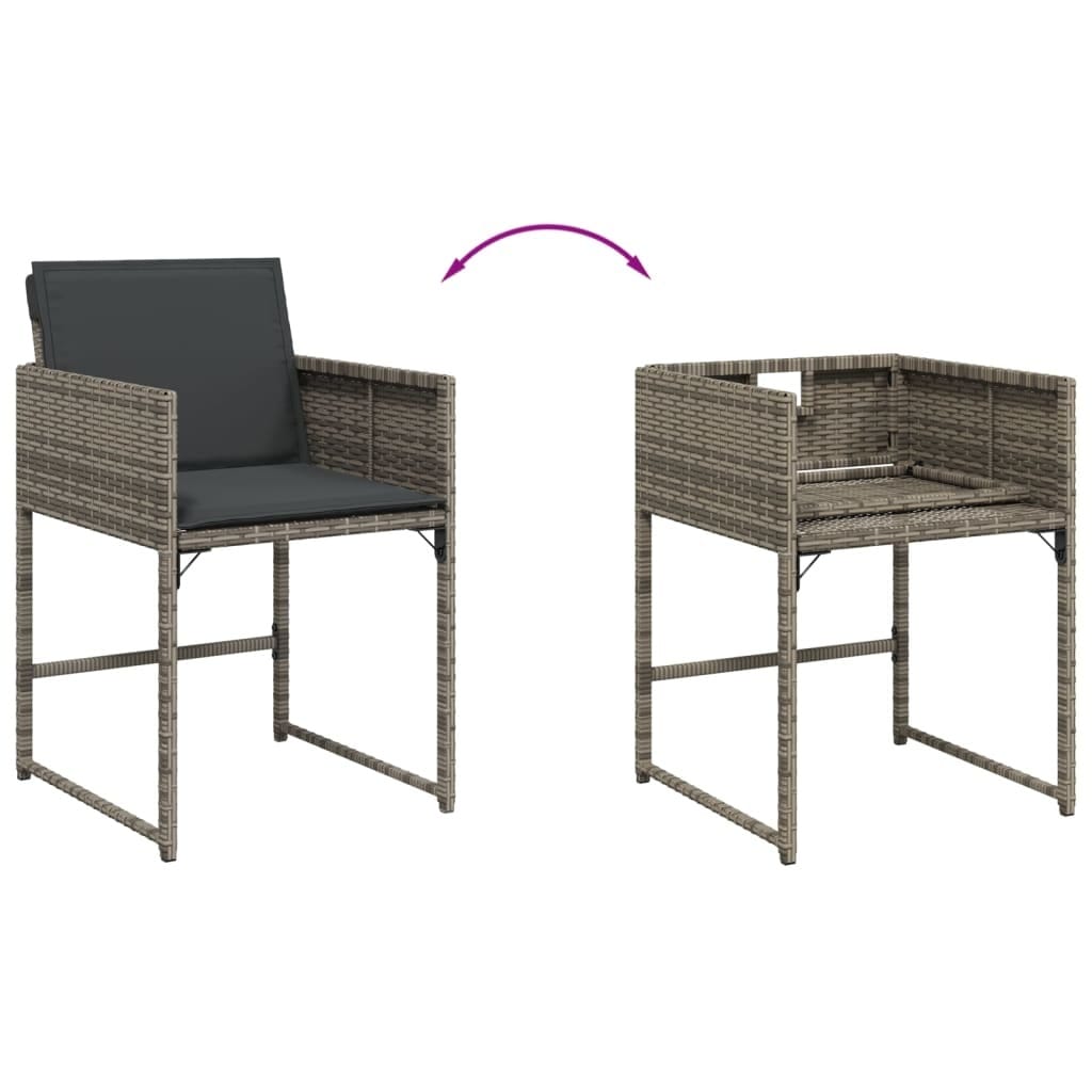 13 Piece Patio Dining Set with Cushions Gray Poly Rattan