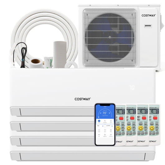 36000 BTU 4 Zone 23 SEER2 Mini Split Air Conditioner Wifi Enabled with Heat Pump-7K + 9K + 9K + 9K - Color: White - Size: 7K + 9K + 9K + 9K