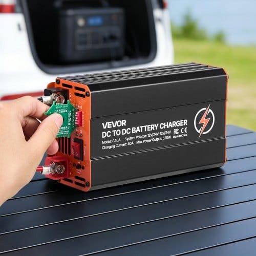 DC to DC Battery Charger, 520W, 40A Alternator Charger, Fast DC-DC Charging for Portable Power Stations, Compatible with LiFePO4 Lead-Acid AGM GEL Batteries, 12V/24V-12V/24V, for RV Home Backup