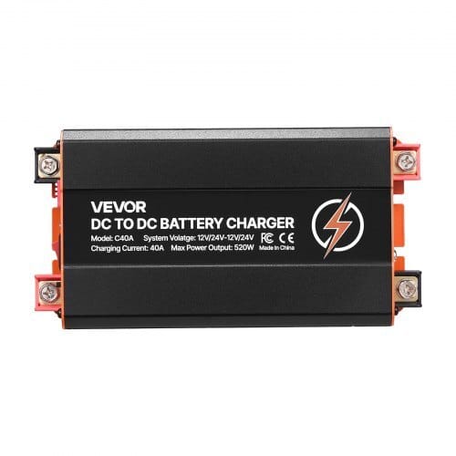 DC to DC Battery Charger, 520W, 40A Alternator Charger, Fast DC-DC Charging for Portable Power Stations, Compatible with LiFePO4 Lead-Acid AGM GEL Batteries, 12V/24V-12V/24V, for RV Home Backup