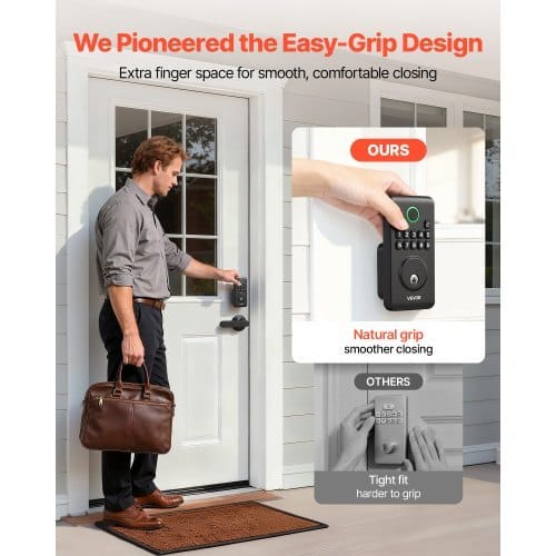 Keyless Entry Door Lock with Handle Set, Electronic Keypad Deadbolt with Lever Handles, Pioneering Easy-Grip Design, Customizable User Codes, Keyed Entry, Auto Lock, Anti-Peeking, Matte Black