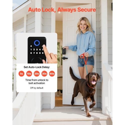 Keyless Entry Door Lock with Handle Set, Electronic Keypad Deadbolt with Lever Handles, Pioneering Easy-Grip Design, Customizable User Codes, Keyed Entry, Auto Lock, Anti-Peeking, Matte Black
