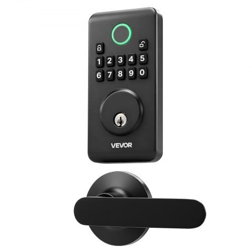 Keyless Entry Door Lock with Handle Set, Electronic Keypad Deadbolt with Lever Handles, Pioneering Easy-Grip Design, Customizable User Codes, Keyed Entry, Auto Lock, Anti-Peeking, Matte Black