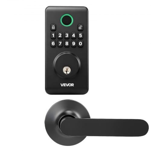 Keyless Entry Door Lock with Handle Set, Electronic Keypad Deadbolt with Lever Handles, Pioneering Easy-Grip Design, Customizable User Codes, Keyed Entry, Auto Lock, Anti-Peeking, Matte Black