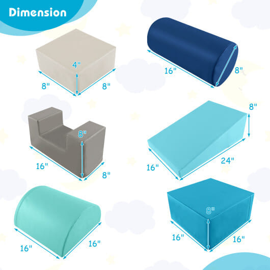 6 Pieces Foam Climbing Blocks Indoor Climb and Crawl Activity Playset with Rectangles-Navy - Color: Navy