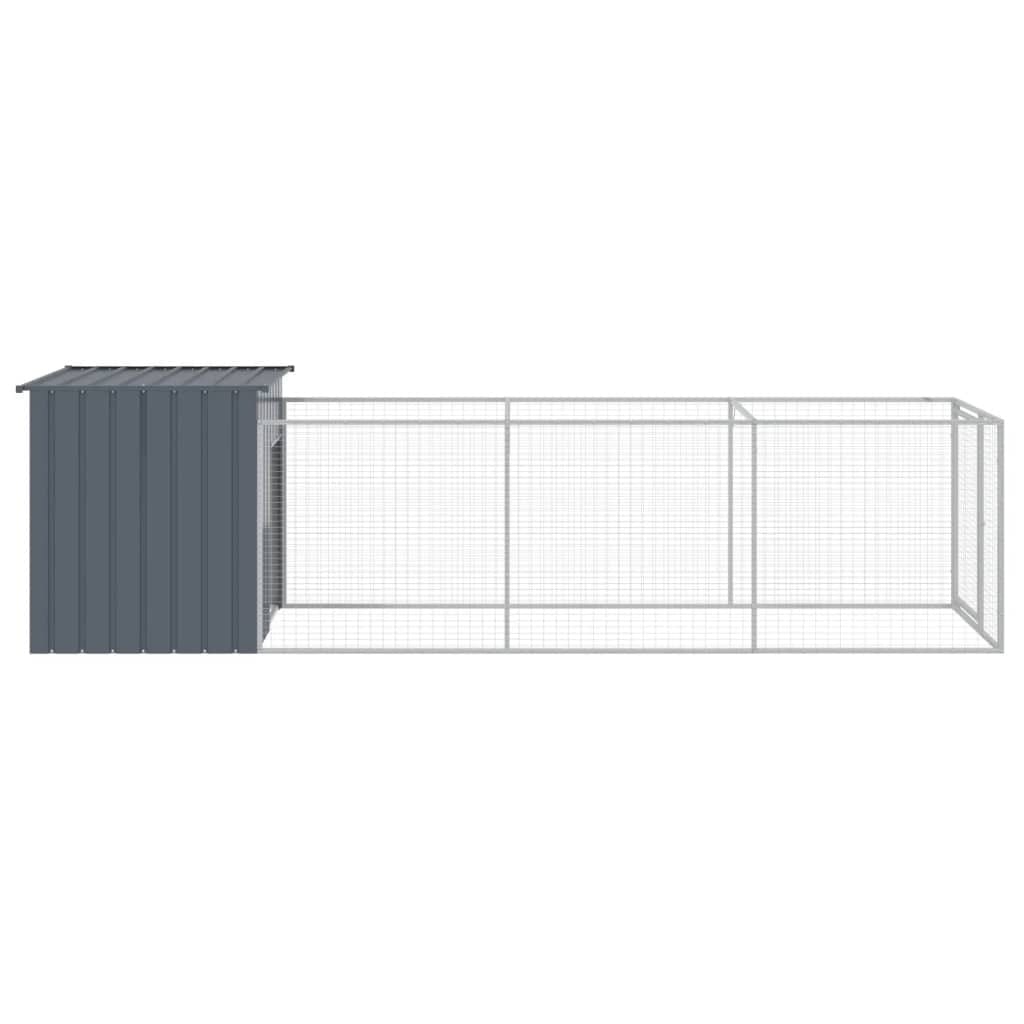 Dog House with Run Anthracite 43.3"x159.4"x43.3" Galvanized Steel