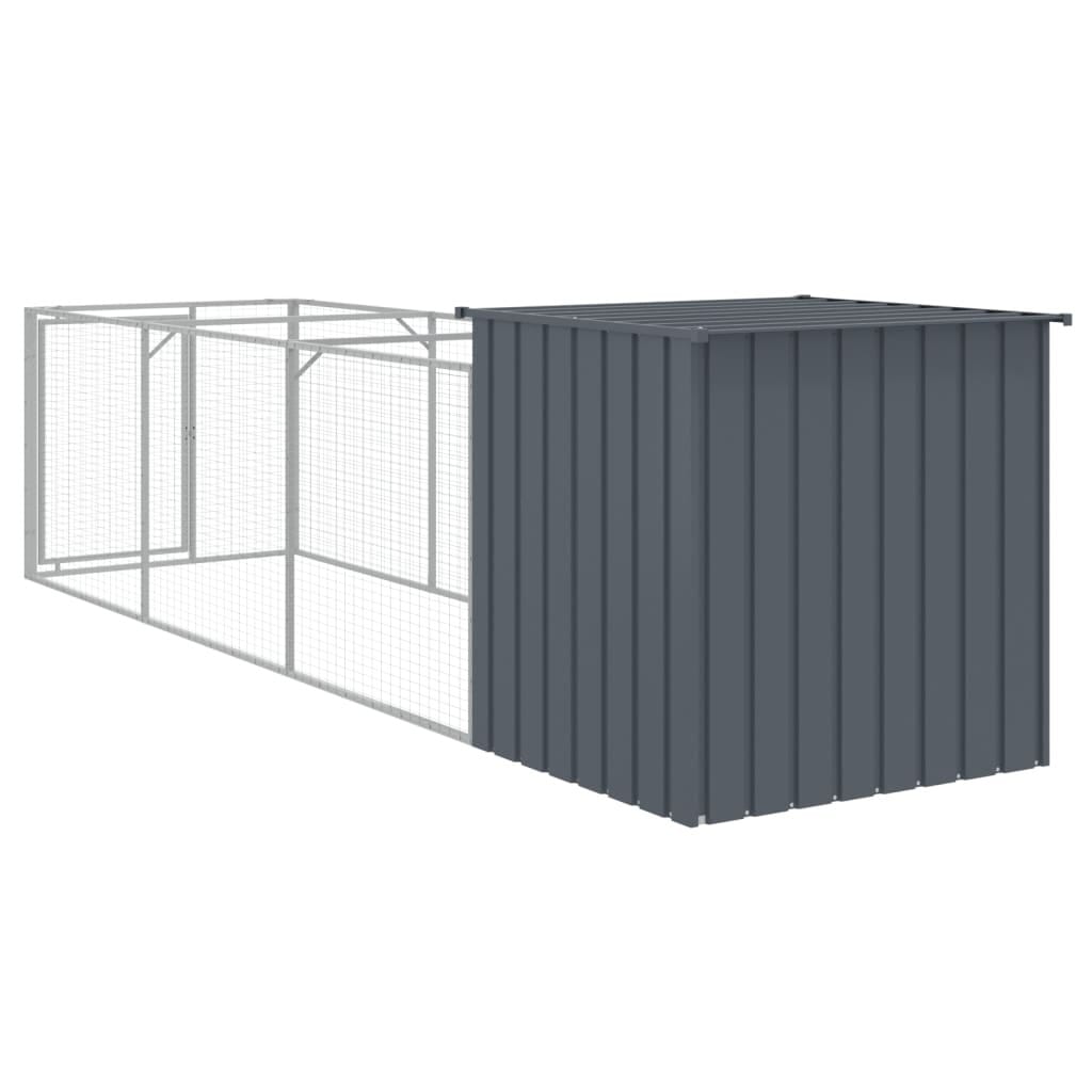 Dog House with Run Anthracite 43.3"x159.4"x43.3" Galvanized Steel