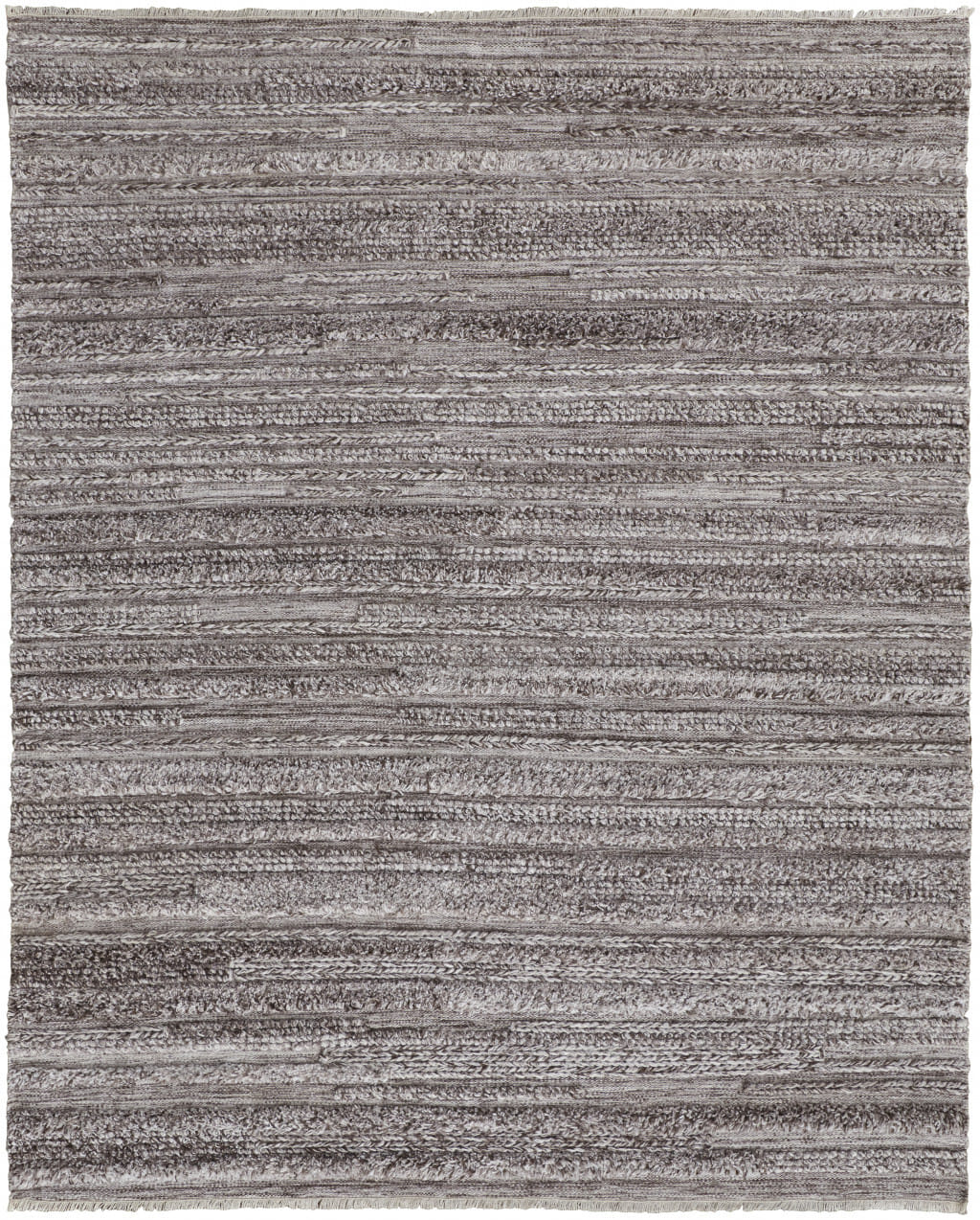 5' X 8' Taupe and Brown Striped Hand Woven Area Rug