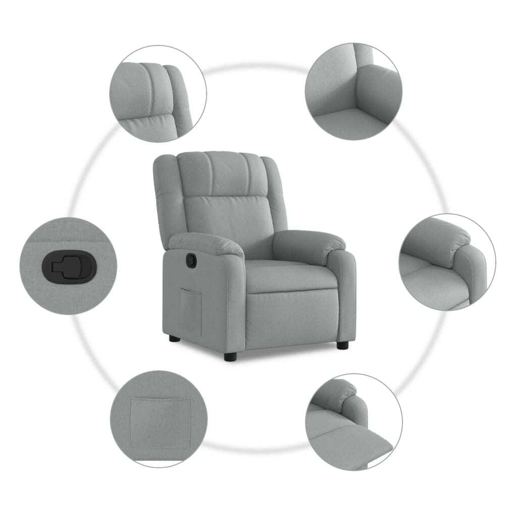 Recliner Chair Light Grey Fabric