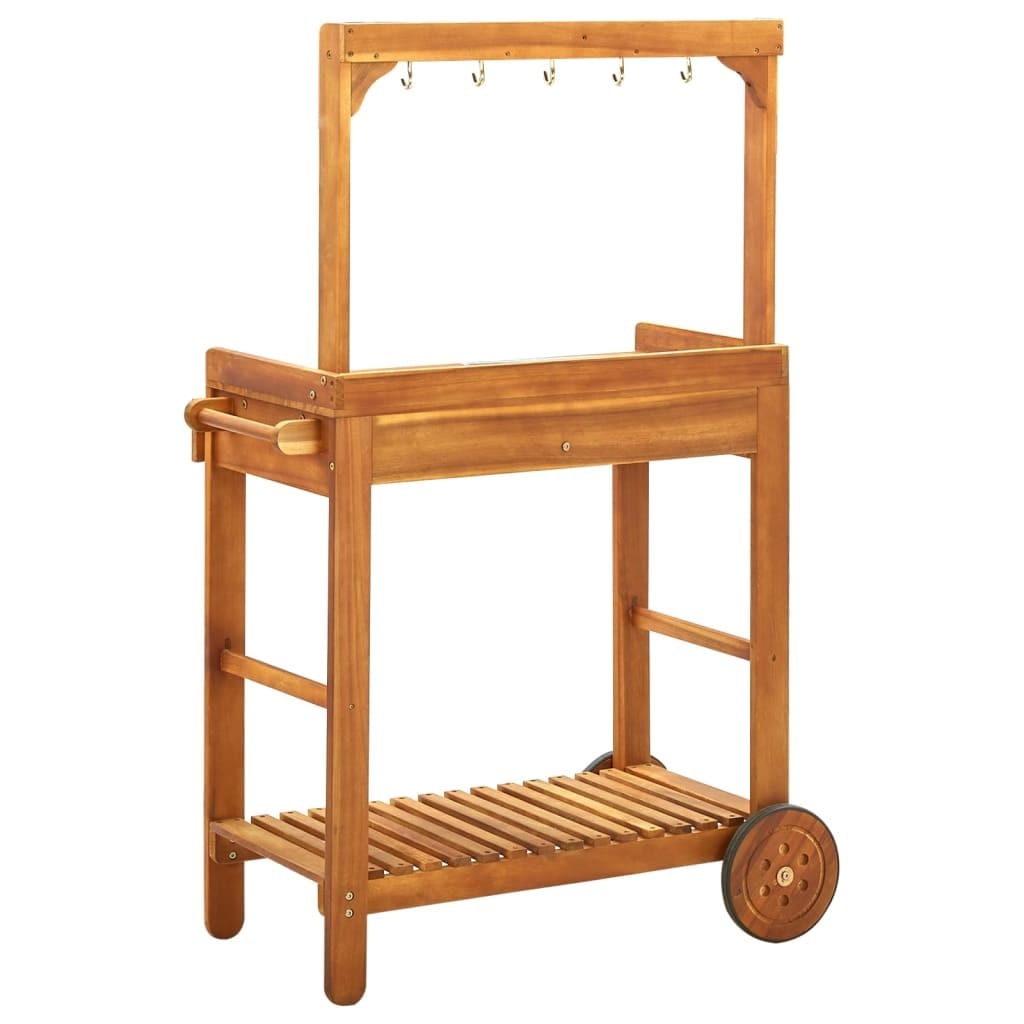 Garden Kitchen Trolley Solid Acacia Wood 36.2"x17.1"x55.7"