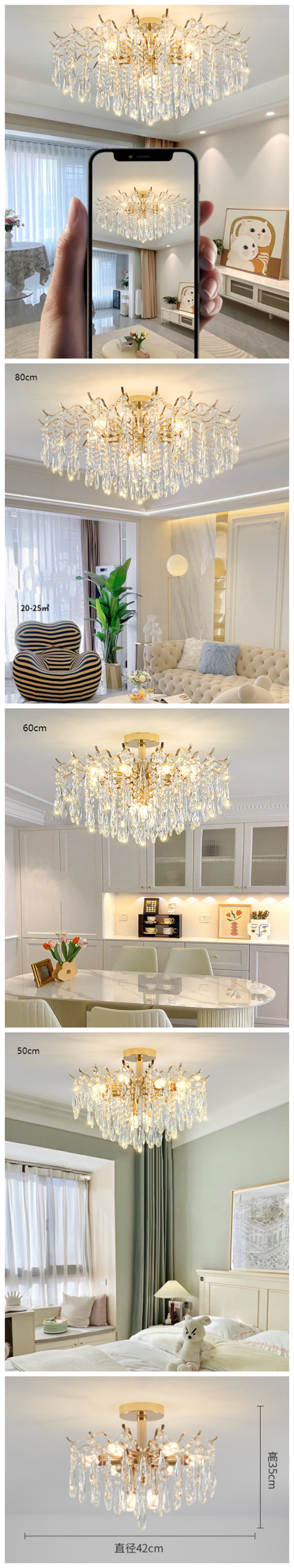 42cm French Luxury Style Home Light Wholesale Crystal Chanderlier