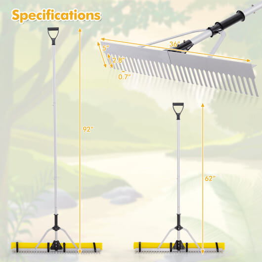 Floating Weed Lake Rake 36" Aquatic Pond Weed Cutter with Foam Floats