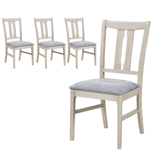 Set of 4 Wooden Upholstered Dining Chairs with High Curved Back-Gray - Color: Gray