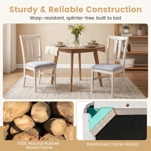 Set of 4 Wooden Upholstered Dining Chairs with High Curved Back-Gray - Color: Gray