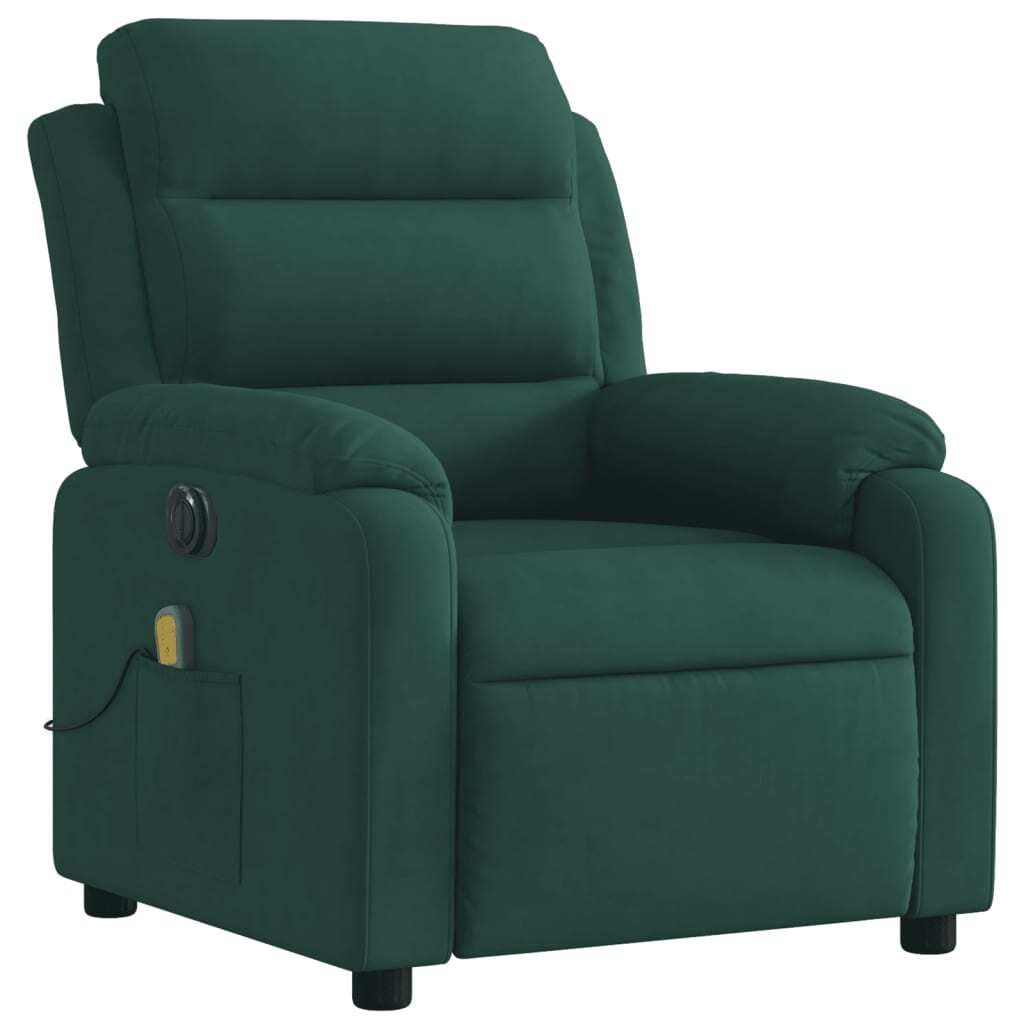 Electric Massage Recliner Chair Dark Green Velvet